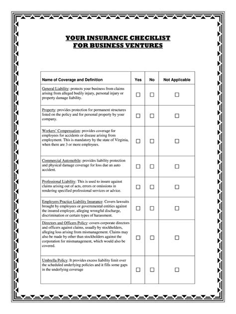 Commercial Insurance Checklist 的图像结果