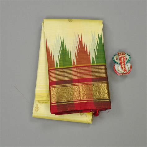 Hayagrivas Light Lemon Yellow Handloom Kanjivaram Silk Saree with Gree ...