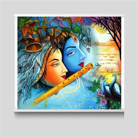 Radha Krishna Handmade Acrylic Painting – Writings On The Wall