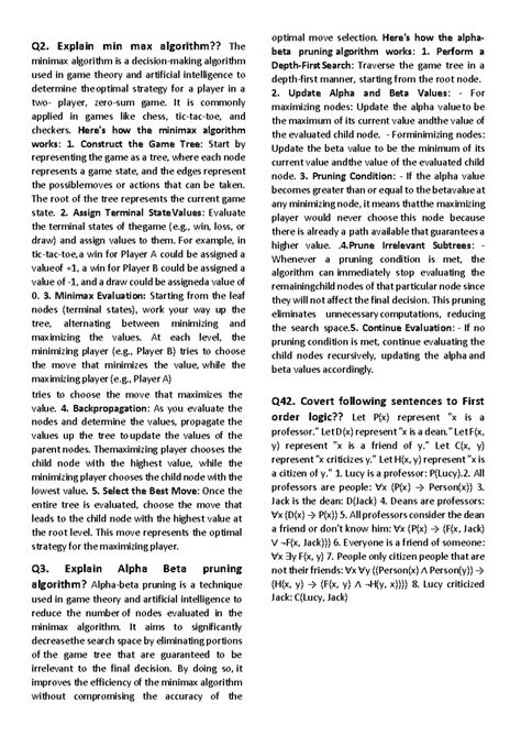 AI End Sem 2023 (Hiroshima) Fly High - Q2. Explain min max algorithm ...