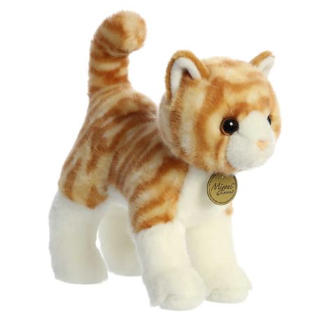 "Aurora Miyoni - 10"" Medium Orange Tabby Cat Plush Animal Toy ...