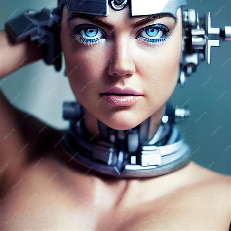 Portrait de femme cyberpunk style néon futuriste | Photo Premium