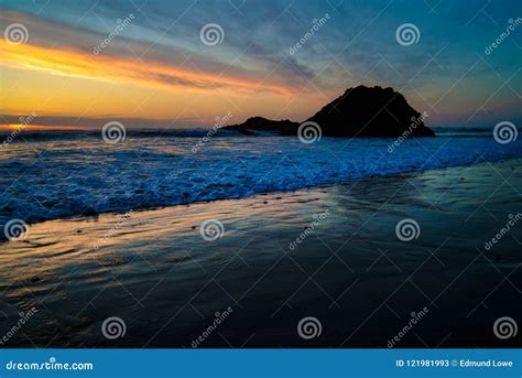 Cannon Beach, Oregon Sunset. Stock Image - Image of coastline, angle ...