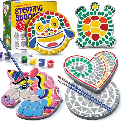 Dan&Darci Stepping Stones Painting Kit for Kids - Outdoor Crafts ...