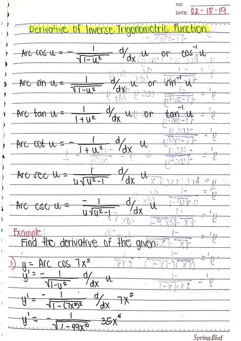Trig Inverse Derivatives