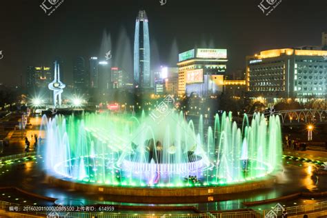 济南泉城广场音乐喷泉夜景,都市风光,建筑摄影,摄影素材,汇图网www.huitu.com