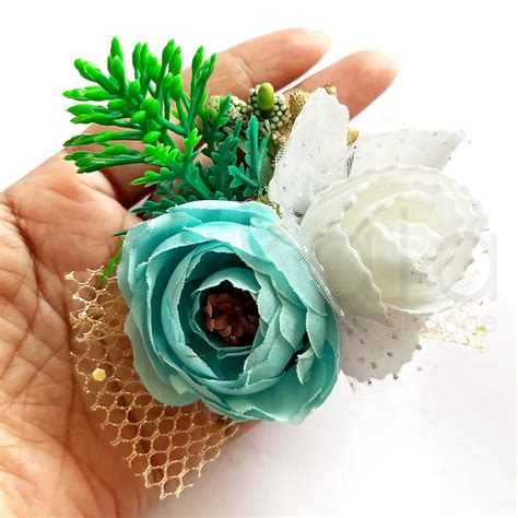 Teal Green Color Peonies & White Foam Flower Bunch Pack Of 4 – Adikala ...