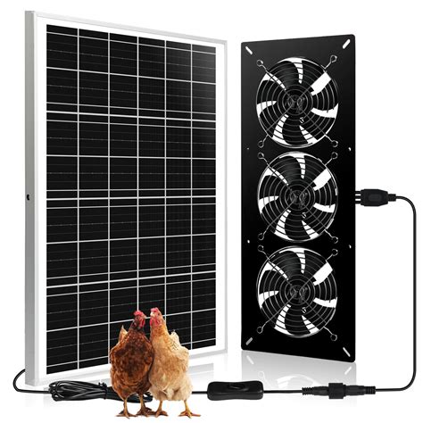 Roodike Solar Powered 3 Fan Kit, 25W Solar Exhaust Fans for Outdoor ...