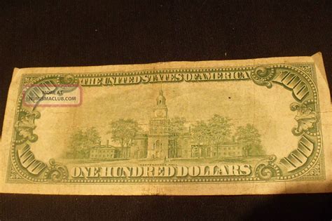 1934 $100 Dollar Bill Federal Reserve Note One Hundred Dollars Bank Of ...