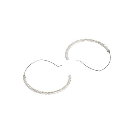 Buy Indya White Multi Pearl Fish Hook Earwire Earrings Online