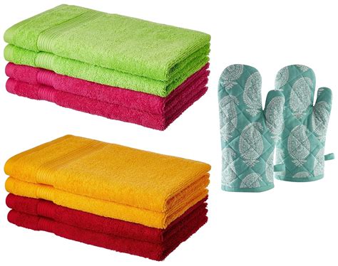 Amazon Brand - Solimo 100% Cotton 4 Piece Hand Towel Set, 500 GSM ...