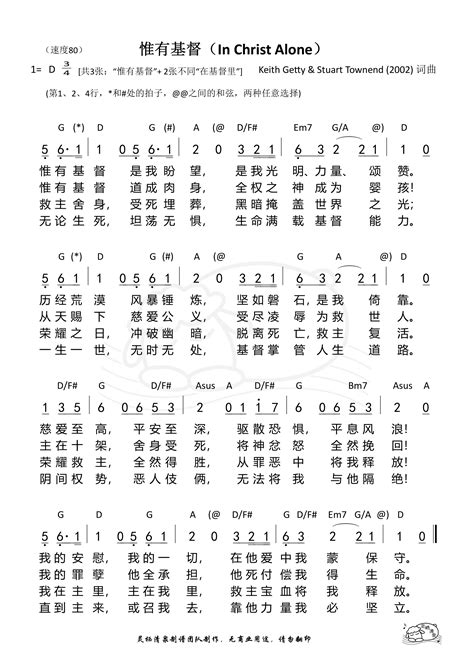 惟有基督（In Christ Alone） 和弦简谱 - 歌谱 - 和弦简谱（古典赞美诗新唱） - 爱赞美