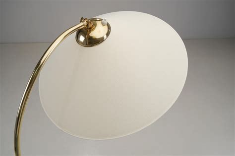 Mid-Century Modern Brass Floor Lamp with Fabric Shade, Scandinavia ...