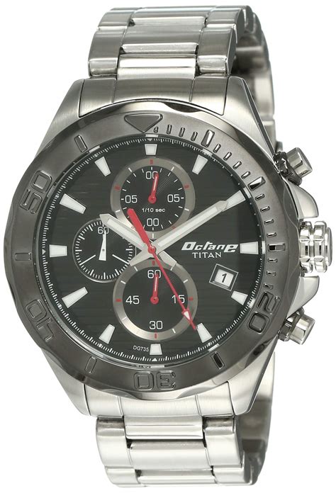 Titan Octane Black Dial Chrono Stainless Steel Analog Watch for Men ...