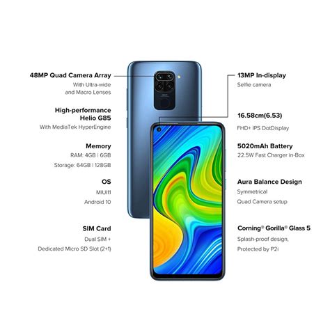 Redmi Note 9 (Pebble Grey, 4GB RAM 128GB Storage) - 48MP Quad Camera ...