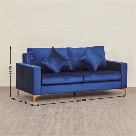 Buy Noir Novelty Nxt 3+2+1 Seater Velvet Sofa Set with Cushions - Blue ...