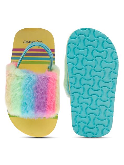 ONYC Kids Rainbow Slippers/Sliders for Girls with Adjustable Strap - Y