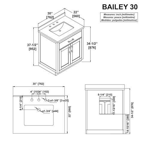 OVE Decors Bailey 30-in Driftwood Oak Undermount Single Sink Bathroom ...