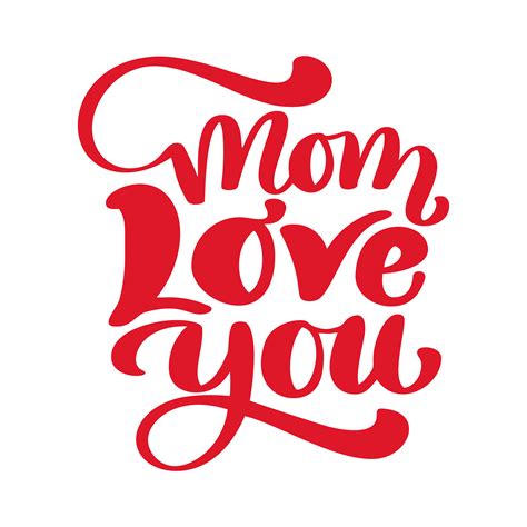 Hand drawn lettering mom love you. inscription isolated on white ...