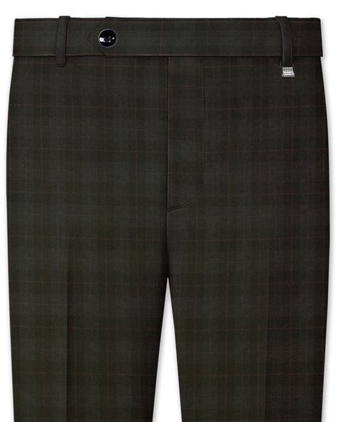 Viricheck-Birch Green Checks-Plaid Premium Wool Rich Pant For Men.