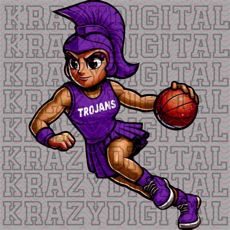 Lady Trojan Purple Basketball Mascot PNG, Trojan Mascot Basketball PNG ...
