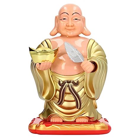 Buy YBN Moving Hand Solar Powered Laughing Buddha with Holding Ingot ...