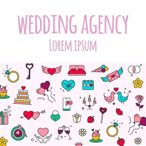 Banner de estilo de design de linha de agência de casamento em fundo ...