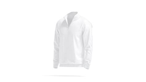 White Quarter Zip Sweater - Knitted Men Pullover With Zipper 3D Model ...