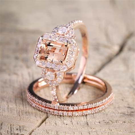 Buy Elegant 18K Rose Gold Diamond Ring Set at Ubuy Nepal