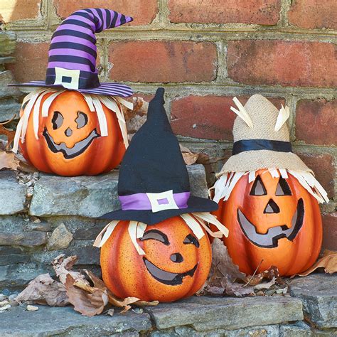 Prextex Halloween Pumpkin Decorations - 3pc Set of Halloween Outdoor ...