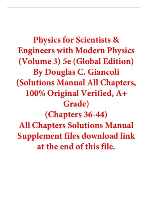 Solutions Manual for Physics for Scientists & Engineers with Modern ...