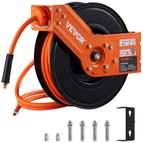 VEVOR Retractable Air Hose Reel, 3/8 IN x 50 FT Hybrid Air Hose Max ...