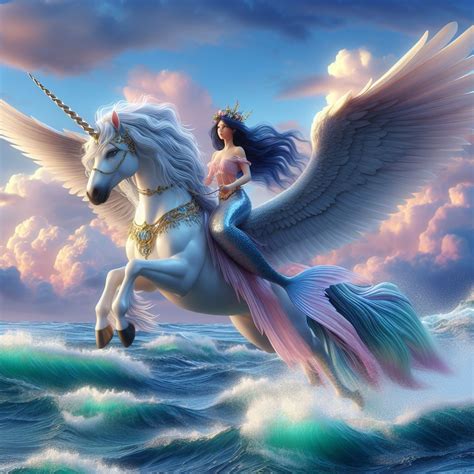 Mermaid riding a Winged Unicorn by FantasyStar125 on DeviantArt