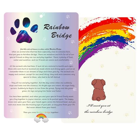 Pet Sympathy Card For Dog Rainbow Bridge Poem Sympathy Card ...