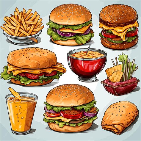 Premium Vector | Beautiful seamless hand drawn fast food images set ...