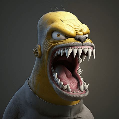 realistic homer simpson angry with wolf teeth : r/AIHomerSimpson