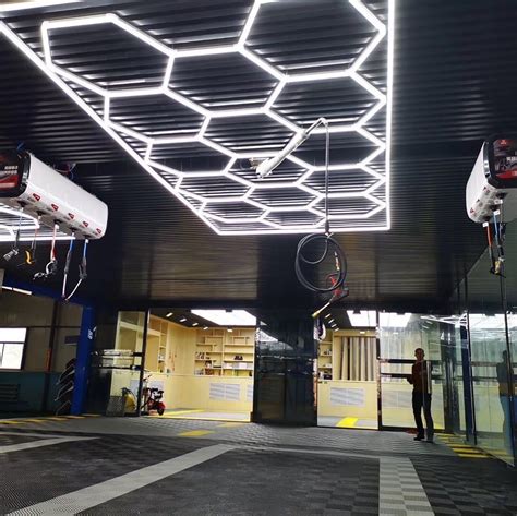 LED Hexagon Lighting | Garage lighting, Garage design, Led shop lights
