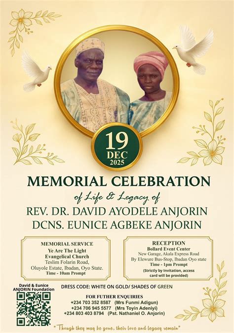 Memorial Celebrations of life & legacy of Rev. Dr David Ayodele ...