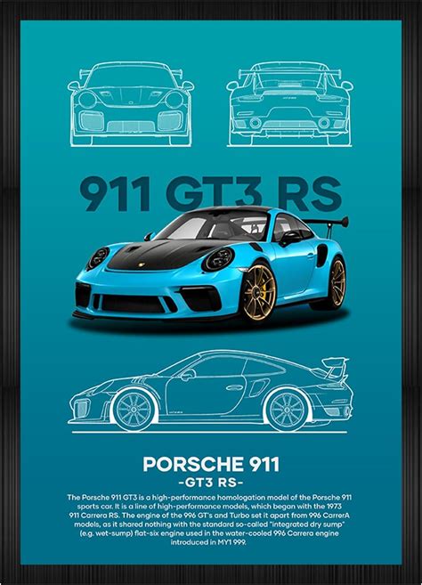 CodersParadise wood Porsche GT3RS Aesthetic Wall Poster Frames|8x12 ...