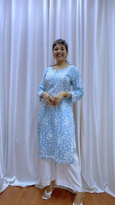 Meena Floral chikankari kurti – The Chikan Store