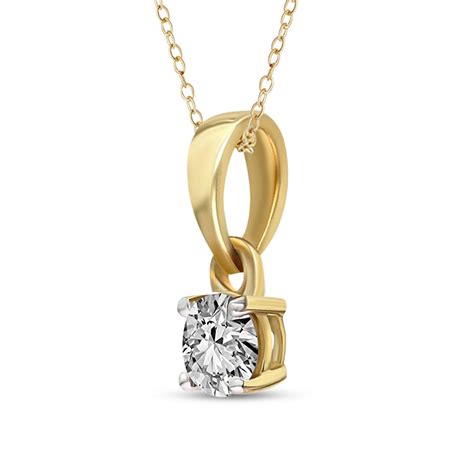 0.1 Ct Classic Solitaire Diamonds Pendant Necklace | 14Kt Yellow Gold ...