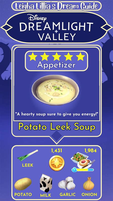 Disney Dreamlight Valley Recipe | Potato Leek Soup | 5 Star Appetizer ...
