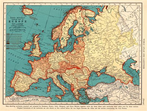 1941 Antique Wartime Europe Map WWII Occupation Map Gallery Wall Art ...