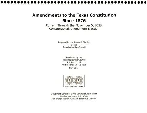 Amendments to the Texas Constitution Since 1876 - Page I - The Portal ...