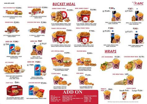 Menu at The AFC American fried Chicken (Madikeri), Madikeri
