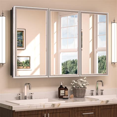 Amazon.com: TETOTE 48x30 Inch Medicine Cabinet Brushed Silver Frame ...