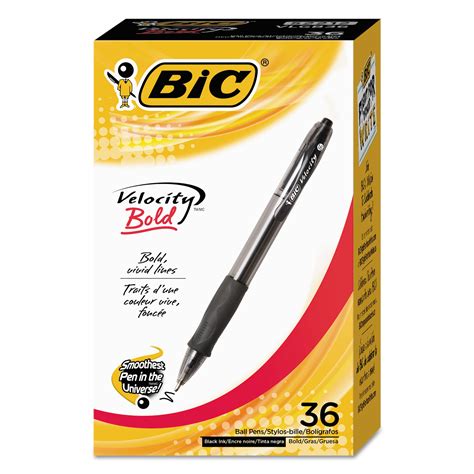 BIC Velocity Retractable Ballpoint Pen, Black Ink, 1mm, Medium, Dozen ...