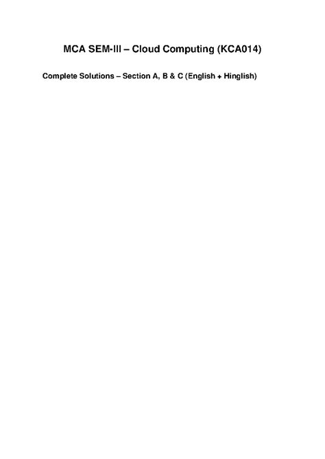 MCA Cloud Computing (KCA014) Full Solutions for SEM III - Studocu