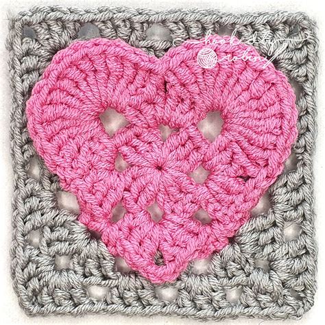 crochet heart granny square written pattern
