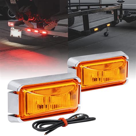 Snapklik.com : TRUE MODS 2pc 2.5 Amber LED Trailer Marker Light w/Chrome Bezel DOT FMVSS 108 SAE ...
